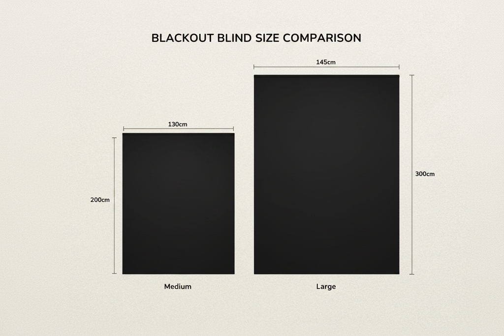 Blackout Blind Size Comparison - Plain Flat